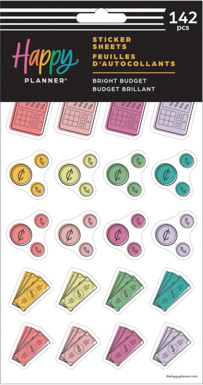 Happy Planner Sticker Sheets 5/Sheets-Bright Budget; 142 Pieces